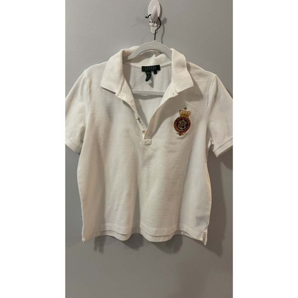 Polo by Ralph Lauren White Polo Shirt Crown Crest Embroidered Logo Mens XL